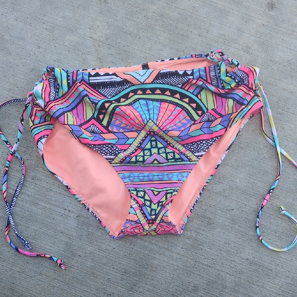 Pink Colorful Geometrical Bikini Bottoms Size XS